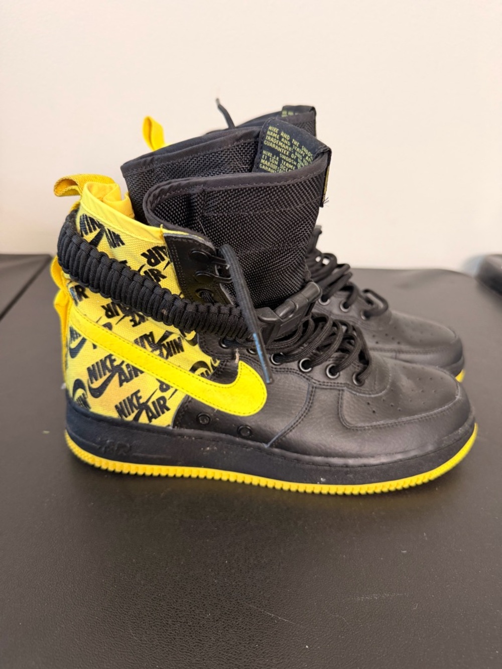 Nike Air Force 1 AR-1955 High-Top Sneakers Black & Dynamic Yellow